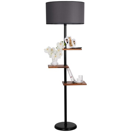 Opviq Moda Lambader Siyah Silindir Koyu Gri Abjurlu BlackGrey Floor Lamp Slike