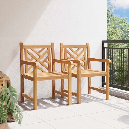  Vrtna stolica 2 pcs 60 x 58 x 90 cm Čvrsto teak drvo Slike