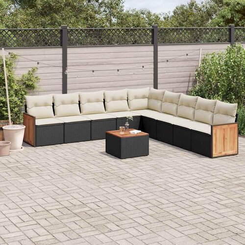  10-dijelni set vrtnih sofa s jastucima crni od poliratana Cijene
