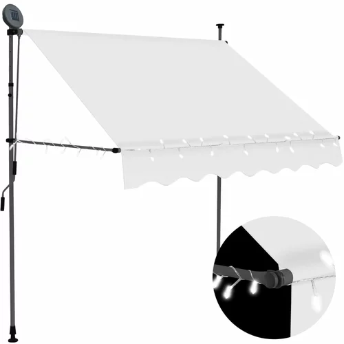 vidaXL Ročno zložljiva tenda z LED lučmi 200 cm krem