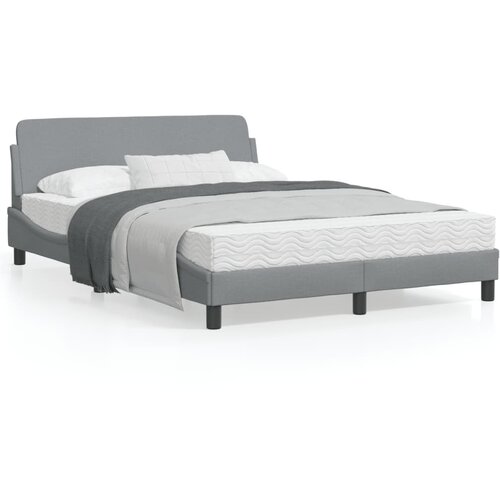 VidaXL Okvir za krevet s uzglavljem svjetlosivi 120x200 cm od tkanine Slike