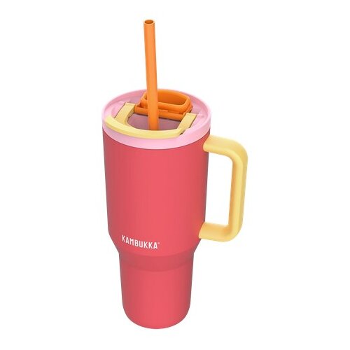 Kambukka Thermal mug with telescopic straw Rio Tumbler 950ml Pink Papaya Slike