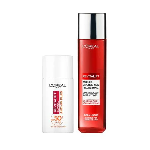 L'Oréal Paris Revitalift Clinical Anti-UV Fluid Set dnevna krema za obraz 50 ml + losjon in sprej za obraz 180 ml za ženske