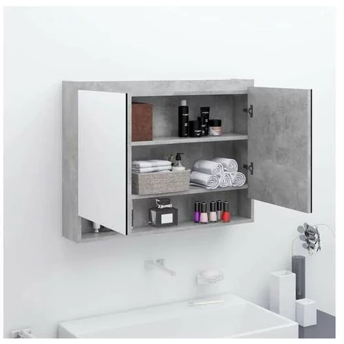  Kopalniška omarica z ogledalom 80x15x60 cm MDF betonsko siva