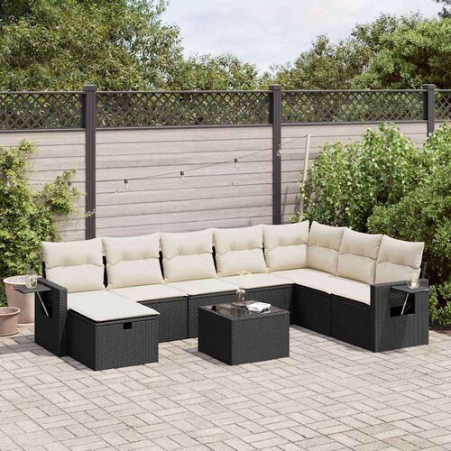 vidaXL 9-dijelni set vrtnih sofa s jastucima crni od poliratana Cijene