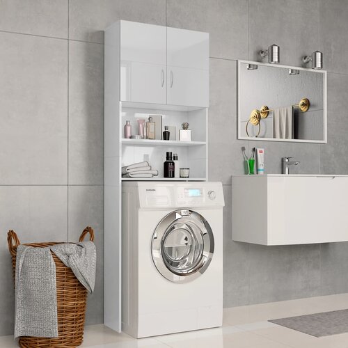 VidaXL Omara za pralni stroj visok sijaj bela 64x25,5x190 cm Slike