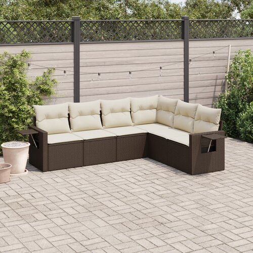 VidaXL 6-dijelni set vrtnih sofa od poliratana s jastucima smeđi Slike