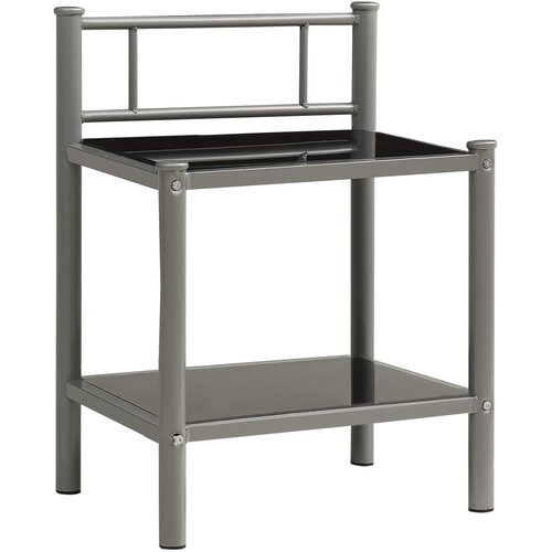VidaXL Noćni ormarić sivo-crni 45 x 34,5 x 60,5 cm od metala i stakla Slike