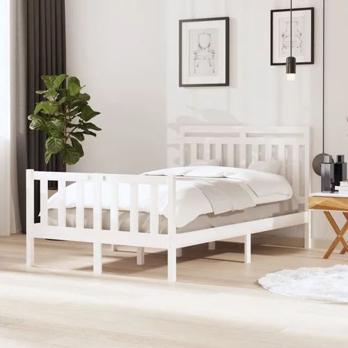  Okvir za krevet od masivnog drva bijeli 120 x 190 cm 4FT bračni