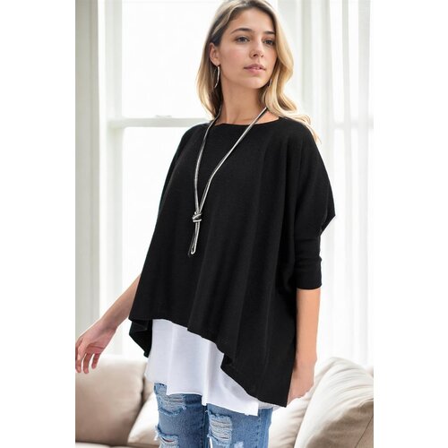 Dewberry 81734 Knitwear Womens Poncho-BLACK Cijene