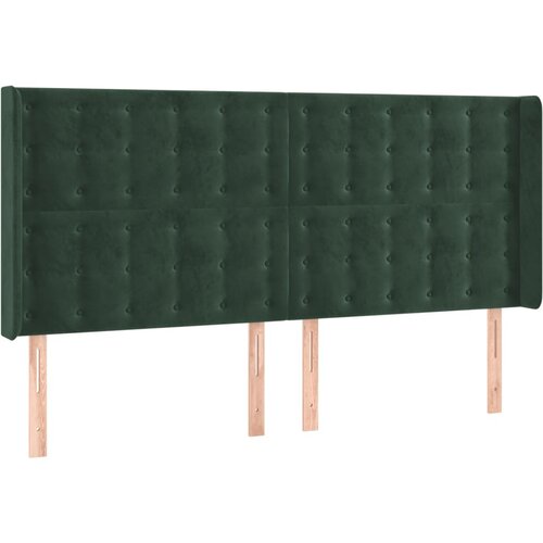 Maison Chic posteljno vzglavje - vzglavna omarica - nočna omarica z ušesi temno zeleno 183x16x118/128 cm žamet, (21708450) Cene