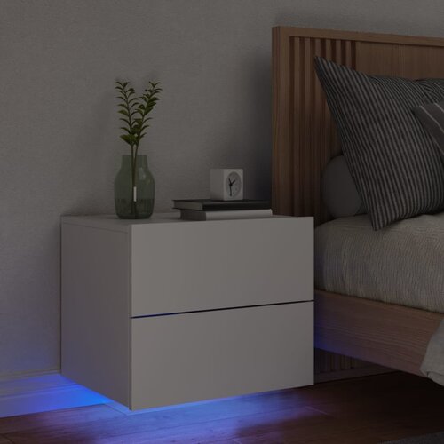  The Living Store Stenska nočna omarica z LED lučkami bela - Stenska Nočna Omarica, (21442897) Slike