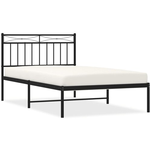 Maison Chic Kovinski Posteljni okvir - Enojna postelja - Postelja za odrasle z vzglavjem črn 100x200 cm, (21694343) Slike