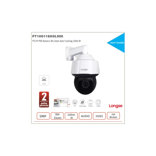 Longse PTZ IP POE Kamera 5MP 18x Zoom 240m IR