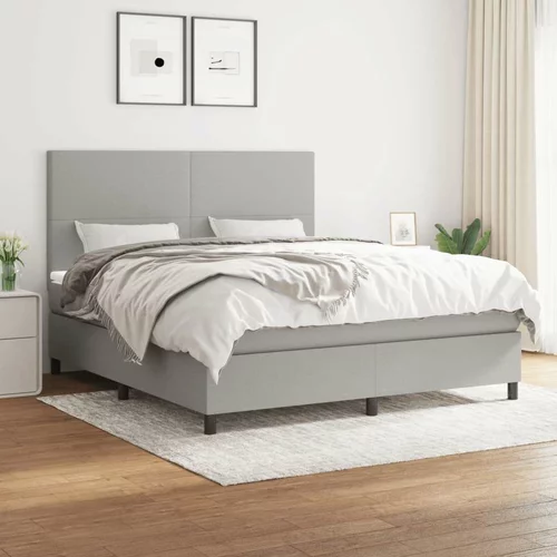 Box spring postelja z vzmetnico svetlo siva 160x200 cm žamet, (20791492)