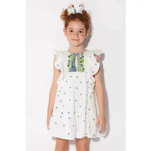 Mayoral Dječja pamučna haljina boja: bijela, mini, širi se prema dolje