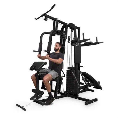 Klarfit ultimate gym 9000, vadbena postaja, 7 postaj, do 150 kg, qr jeklo, črna