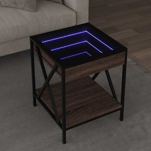  Stolić s beskonačnim LED svjetlima boja hrasta 40x40x49 cm Cijene