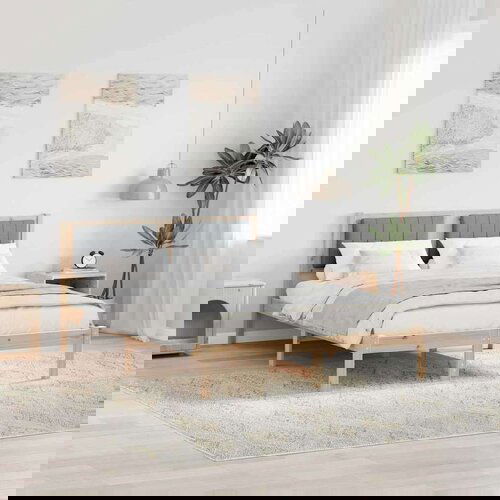 vidaXL Krevetni okvir s tapiciranim uzglavljem Svijetlo siva Cene