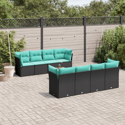  9-dijelni set vrtnih sofa od poliratana s jastucima crni Cijene