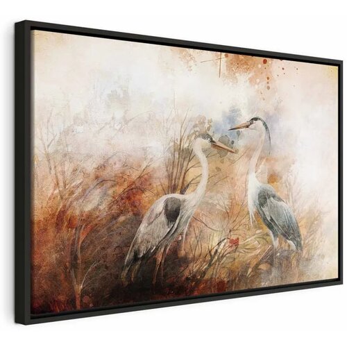  Slika - Herons on the Hunt (1 Part) Wide 60x40 U crnom drvenom okviru Cene