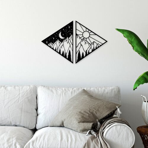 Opviq zidna dekoracija Day & Night, 63x41 cm, 1.5 mm, Crna Cene