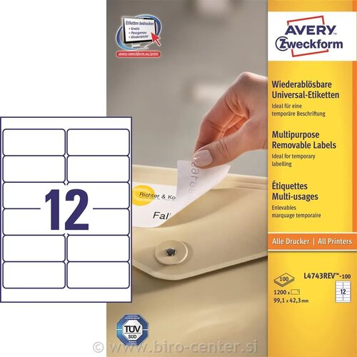 Avery Zweckform Odstranljive univerzalne etikete 99.1 x 42.3 mm Cene