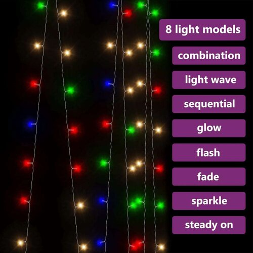 VidaXL led zavjesa s vilinskim svjetlima 3 x 3 m 300 led raznobojna Slike