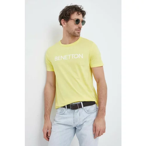 United Colors Of Benetton Bombažna kratka majica rumena barva