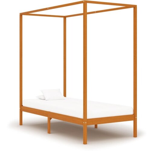  Posteljni okvir z baldahinom medeno rjav iz borovine 100x200 cm Cene