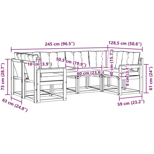  Set vanjskih sofa 6 kom. Prirodna i bež Smeđa 245 x 128,5 x 73 cm Slike