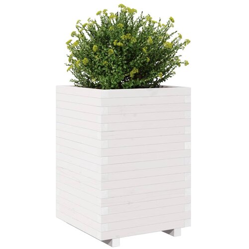  Vrtna sadilica bijela 50x50x72,5 cm od masivne borovine Slike