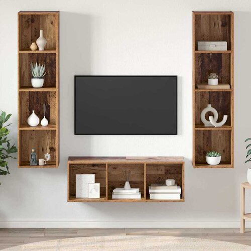  Set TV komoda Zidne 3 pcs Staro drvo Konstruirano drvo Slike