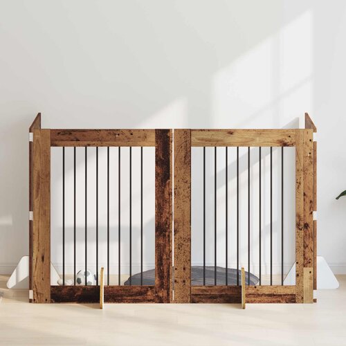 Vrata za pse s postoljem 4 pcs Staro drvo 80 x 100 cm Cene