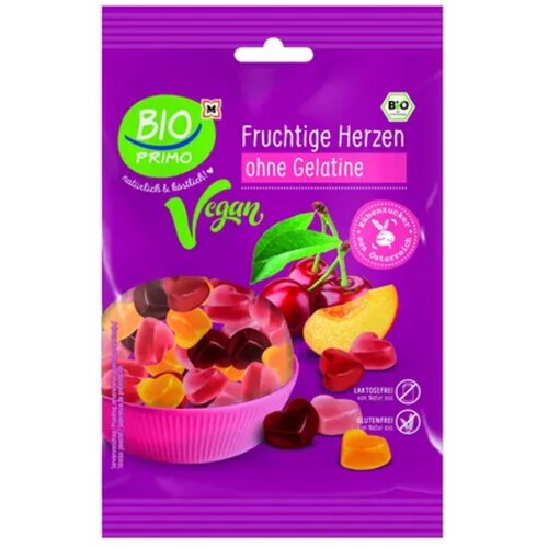 BIO PRIMO Organska voćna žvakaća guma (bez želatine) - Voćna srca Cijene
