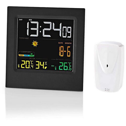Nedis WEST404BK - Meteo stanica sa LCD displejem u boji 230V/3xAAA + 2xAA crna Cene