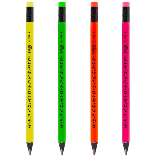  Fluorescentni jumbo olovke s grafitnom jezgrom | trokutaste | s gumicom | 24 kom Slike