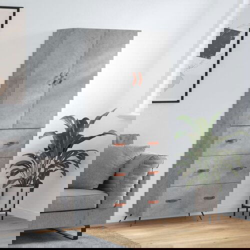 vidaXL Visoka komoda betonsko siva 69,5x34x180 cm inženirski les Cene