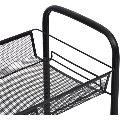  Kuhinjska kolica s 3 razine crna 46 x 26 x 64 cm željezna Slike