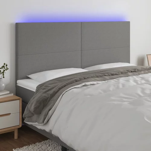 vidaXL LED posteljno vzglavje temno sivo 180x5x118/128 cm blago