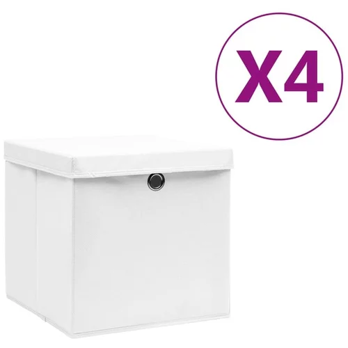  Škatle s pokrovi 4 kosi 28x28x28 cm bele