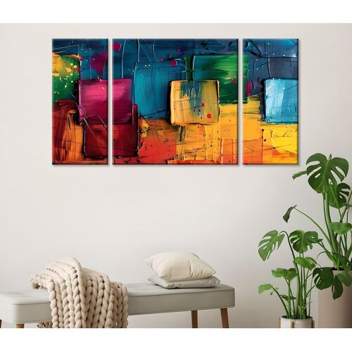 WALLXPERT Dekorativne slike na platnu, 20x45cm, 3 komada, Šarene Cene