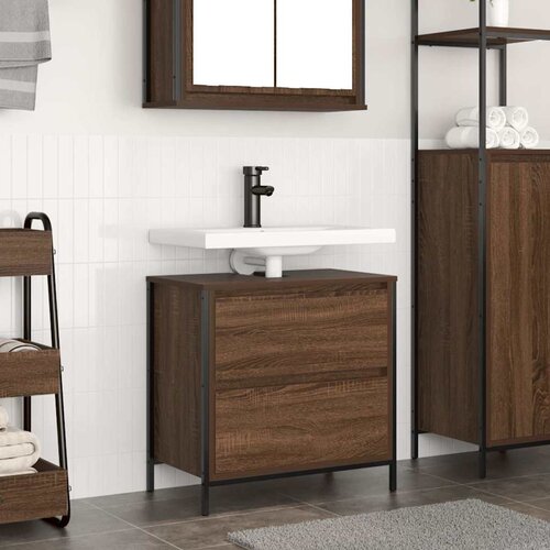 vidaXL Kopalniška omarica s predali rjavega hrasta 60x34,5x60 cm Cene