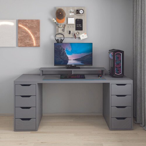 Hanah home radni sto Alen 180cm 8 Drawer, 180 cm, antracit Cene