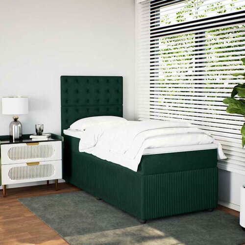 Box spring krevet s madracem tamnozeleni 90x200 cm bar&amp;scaron;unasti Slike