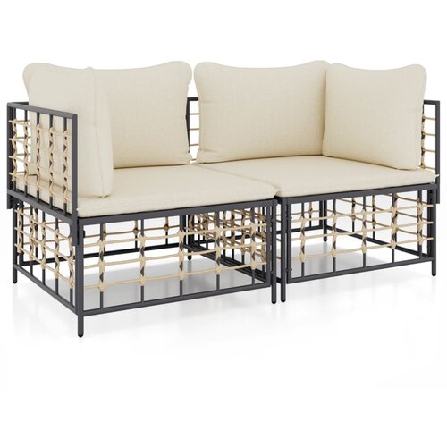 Maison Chic Segmentni kotni kavč - Sofa - Kanape z blazinami 2 kosa poli ratan, (21727289) Cene