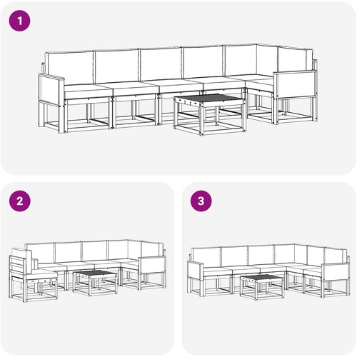  Set vanjskih sofa 7 kom. Prirodna i svjetlosiva Poliester Slike