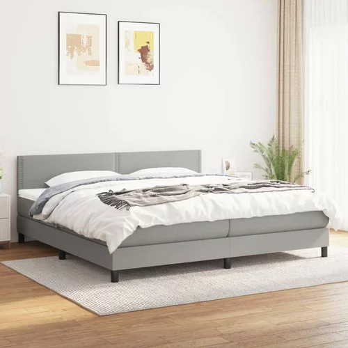  Box spring postelja z vzmetnico svetlo siva 180x200 cm blago, (20898931)