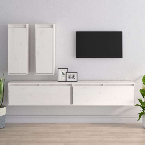 TV omarica 4 kosi bela trdna borovina, (20730289) Slike