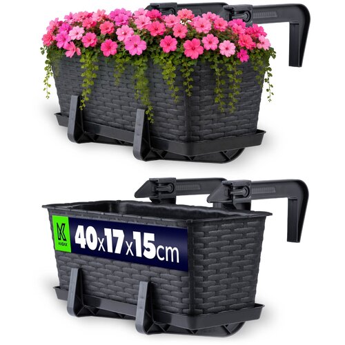 KADAX balkonski lonec za rože s stojalom 40 cm + ročaji, (5000353161) Cene